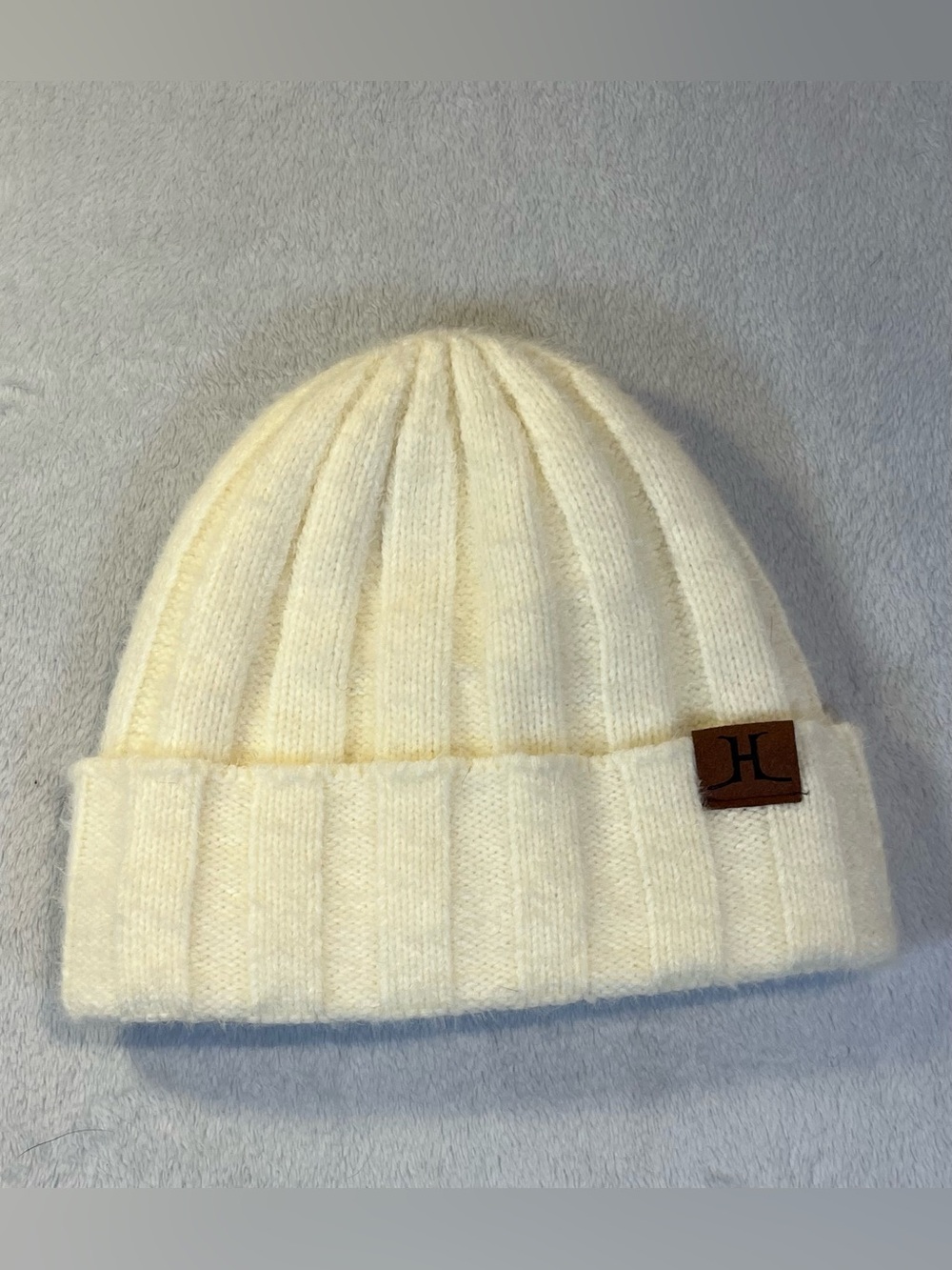 Off White Soft Folded Beanie One Size